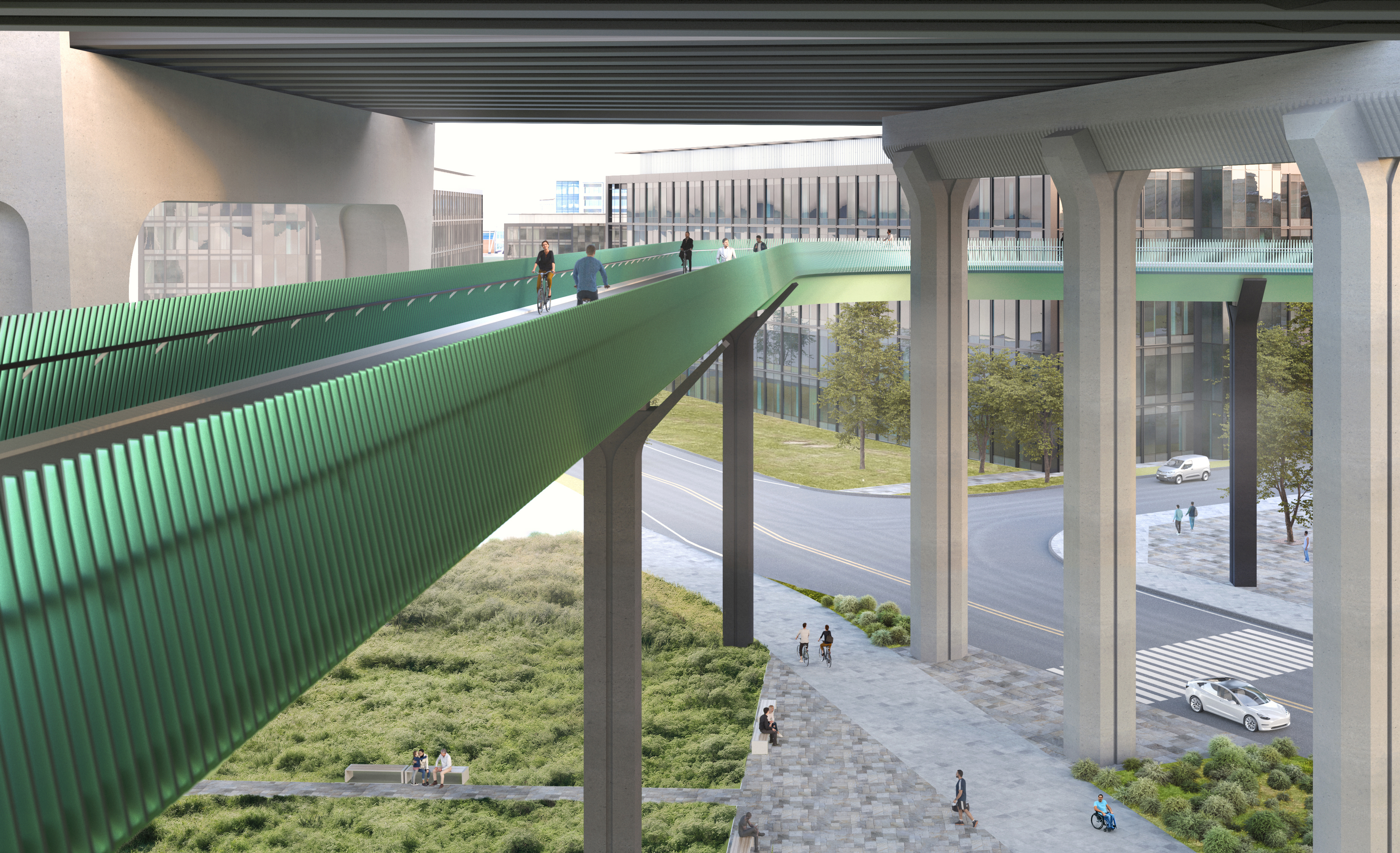 A rendering of a design option for a new bridge across the Columbia River. 