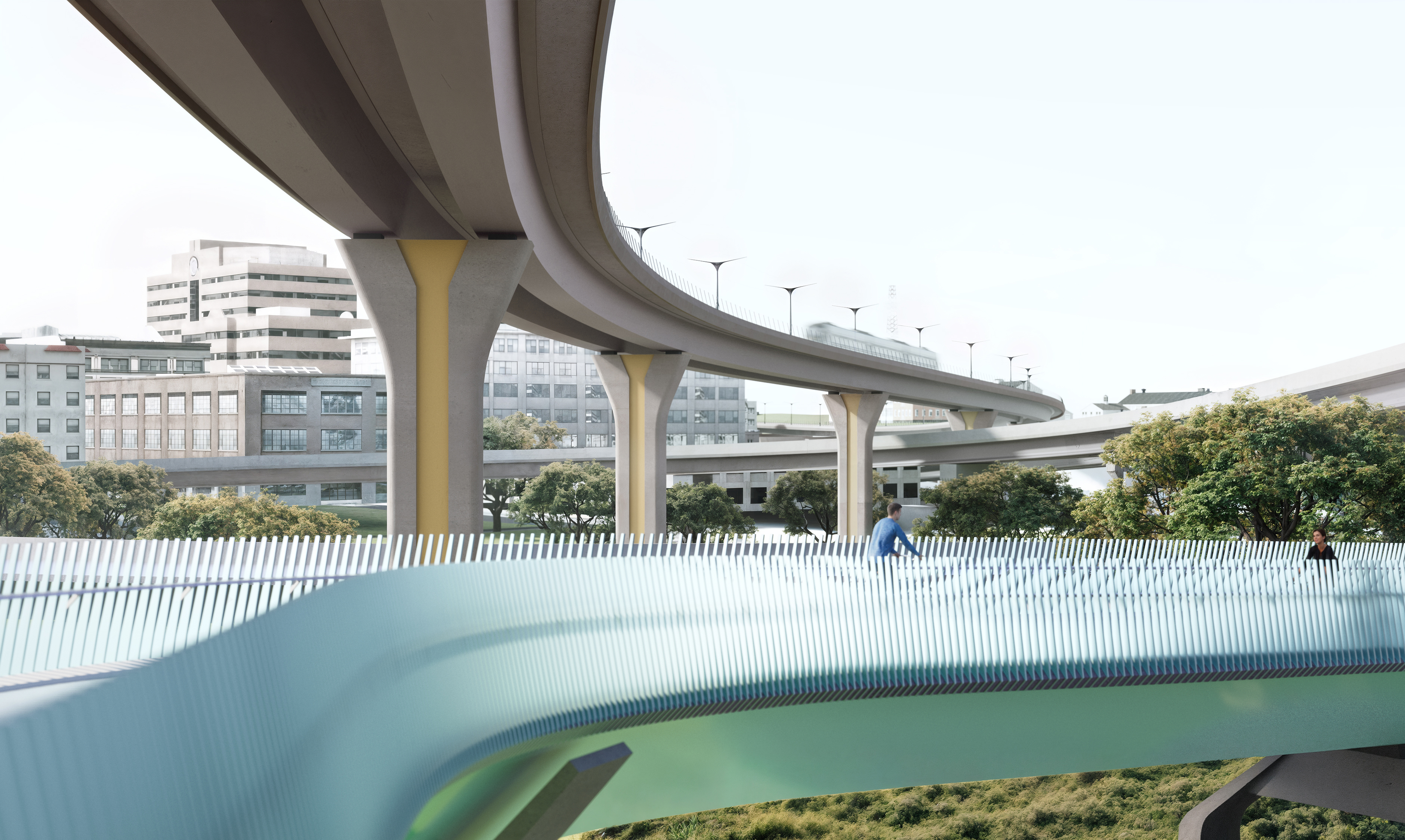 A rendering of a design option for a new bridge across the Columbia River. 