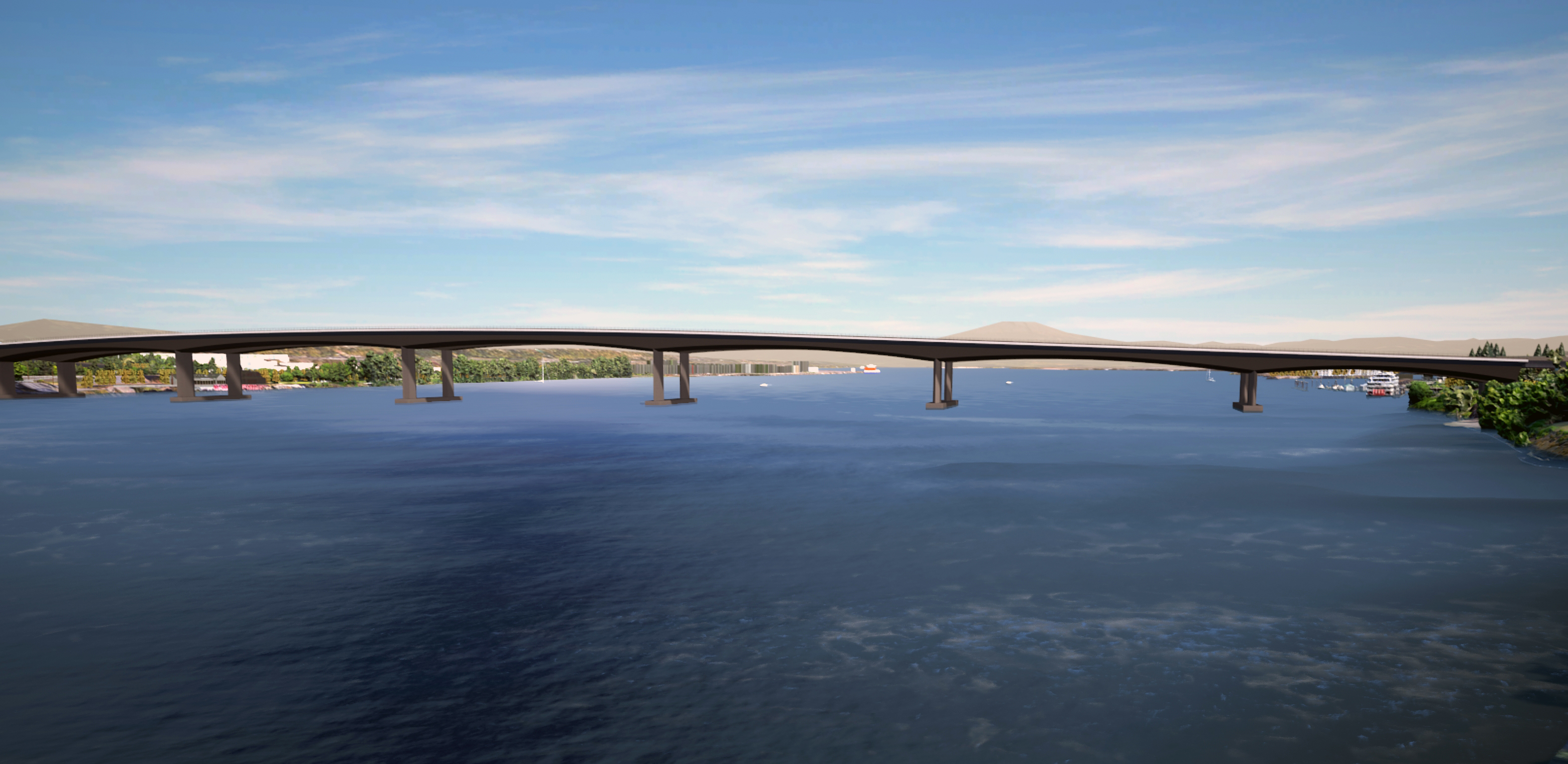 A rendering of a design option for a new bridge across the Columbia River. 